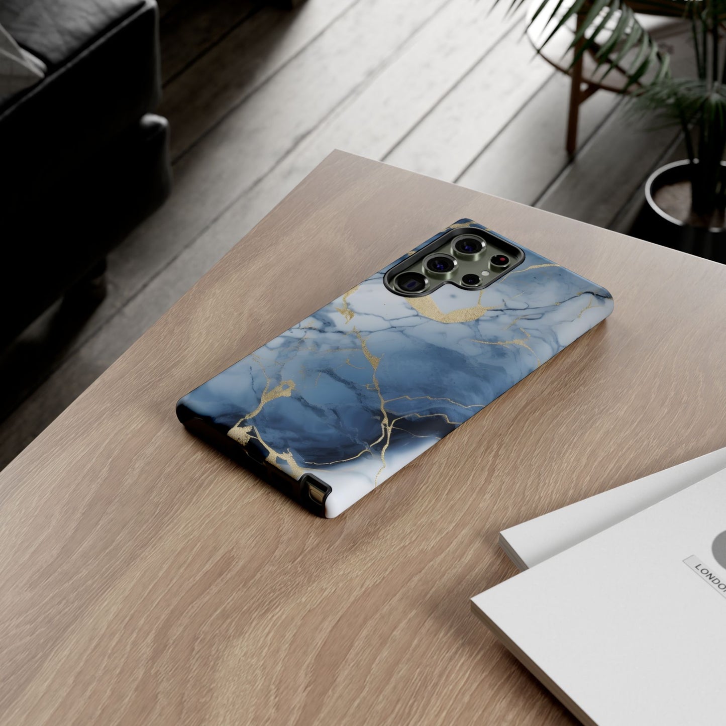 Navy Blue Marble Tough Phone Case