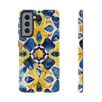 Kaleidoscope Art Phone Case - Bold Blue & Gold Geometric Design | Statement Maker Tough Case