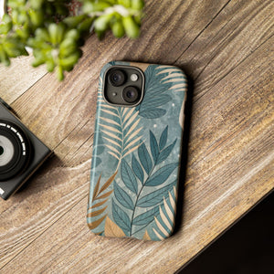 Blue Boho Leaves Tough Case