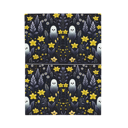 Yellow Floral Ghosts Velveteen Plush Blanket