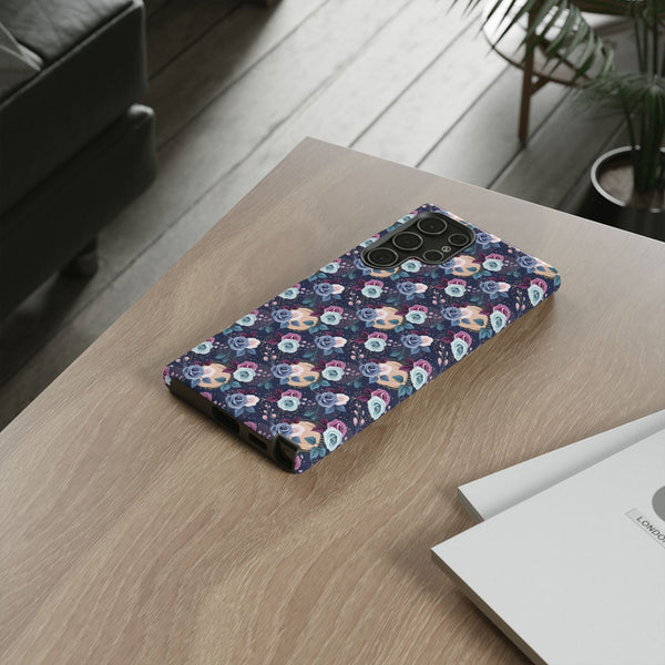 Navy & Pink Florals  - Tough Phone Case