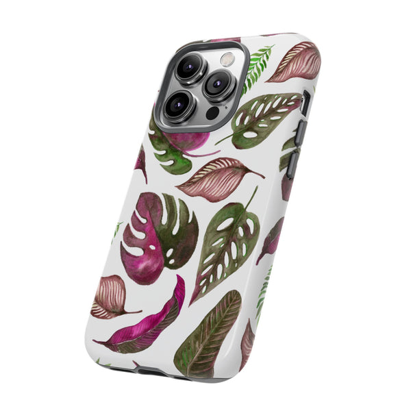 Pink & White Tropical Leaves - Tough Case