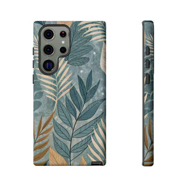 Blue Boho Leaves Tough Case