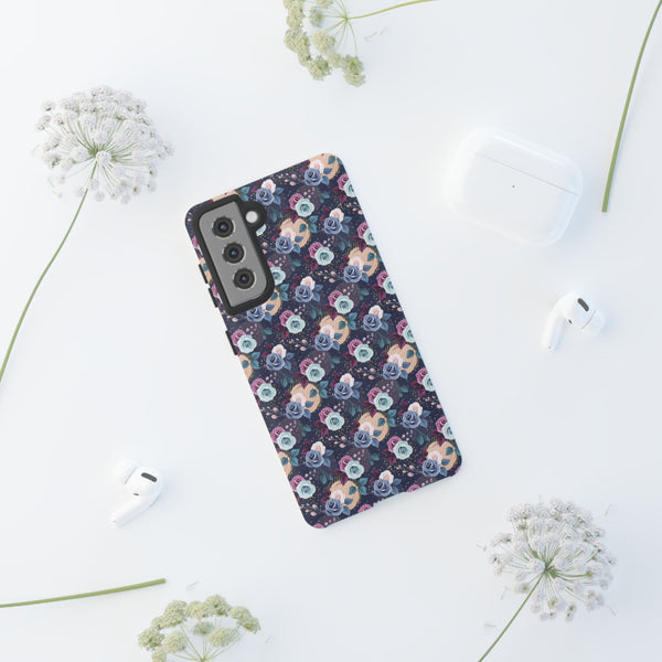 Navy & Pink Florals  - Tough Phone Case