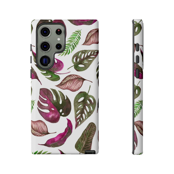 Pink & White Tropical Leaves - Tough Case