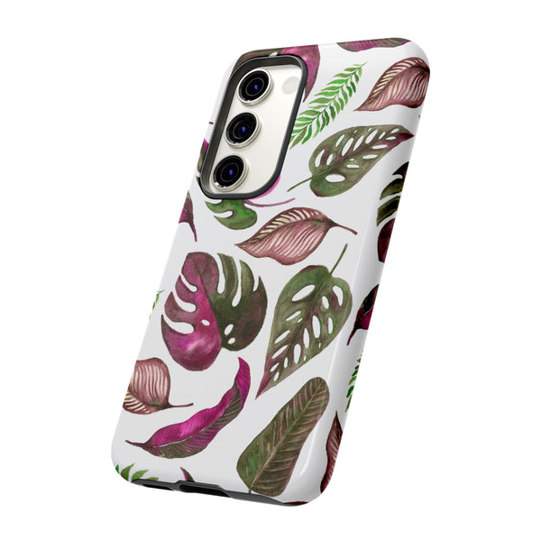 Pink & White Tropical Leaves - Tough Case