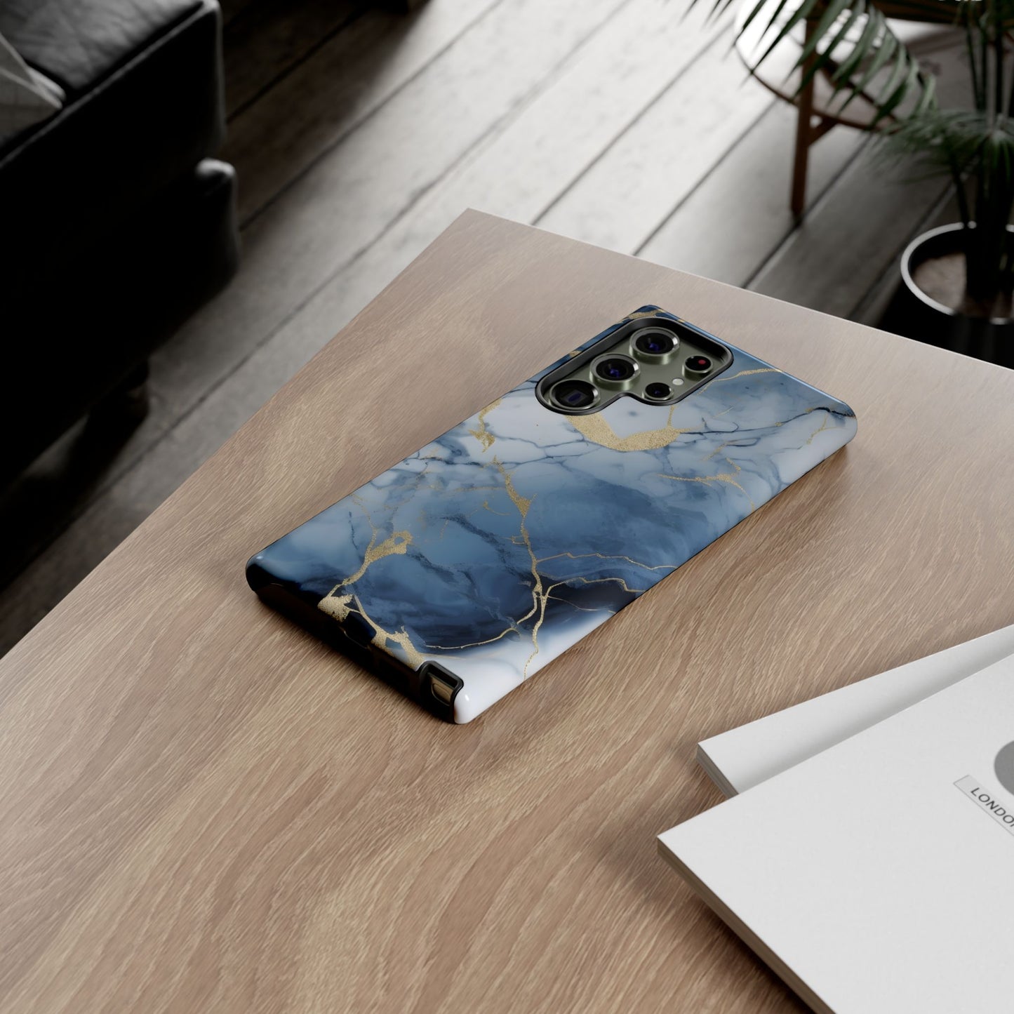 Navy Blue Marble Tough Phone Case