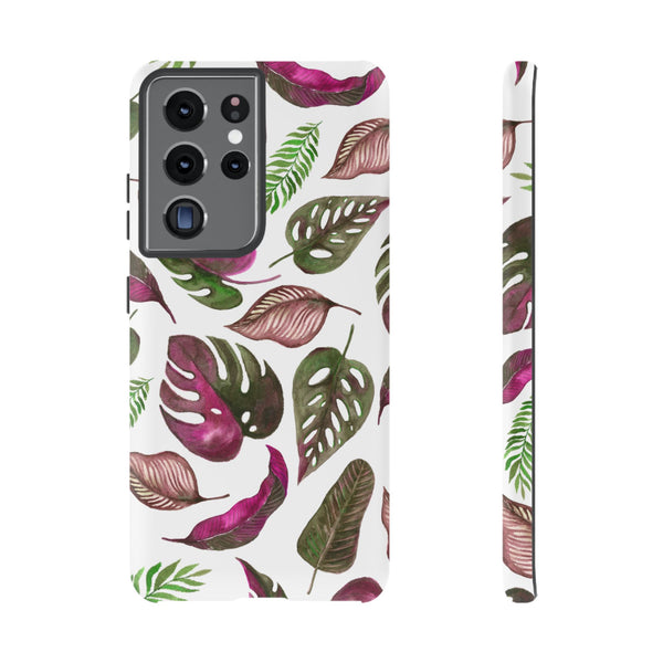 Pink & White Tropical Leaves - Tough Case