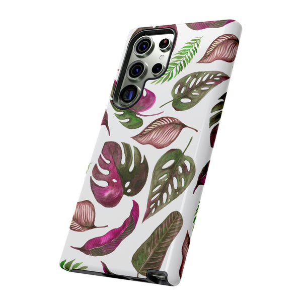 Pink & White Tropical Leaves - Tough Case