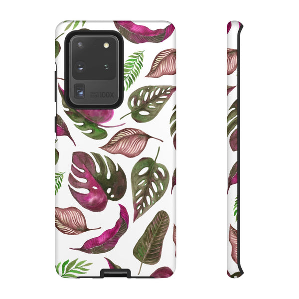 Pink & White Tropical Leaves - Tough Case