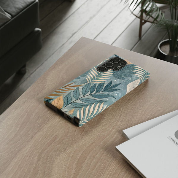 Blue Boho Leaves Tough Case