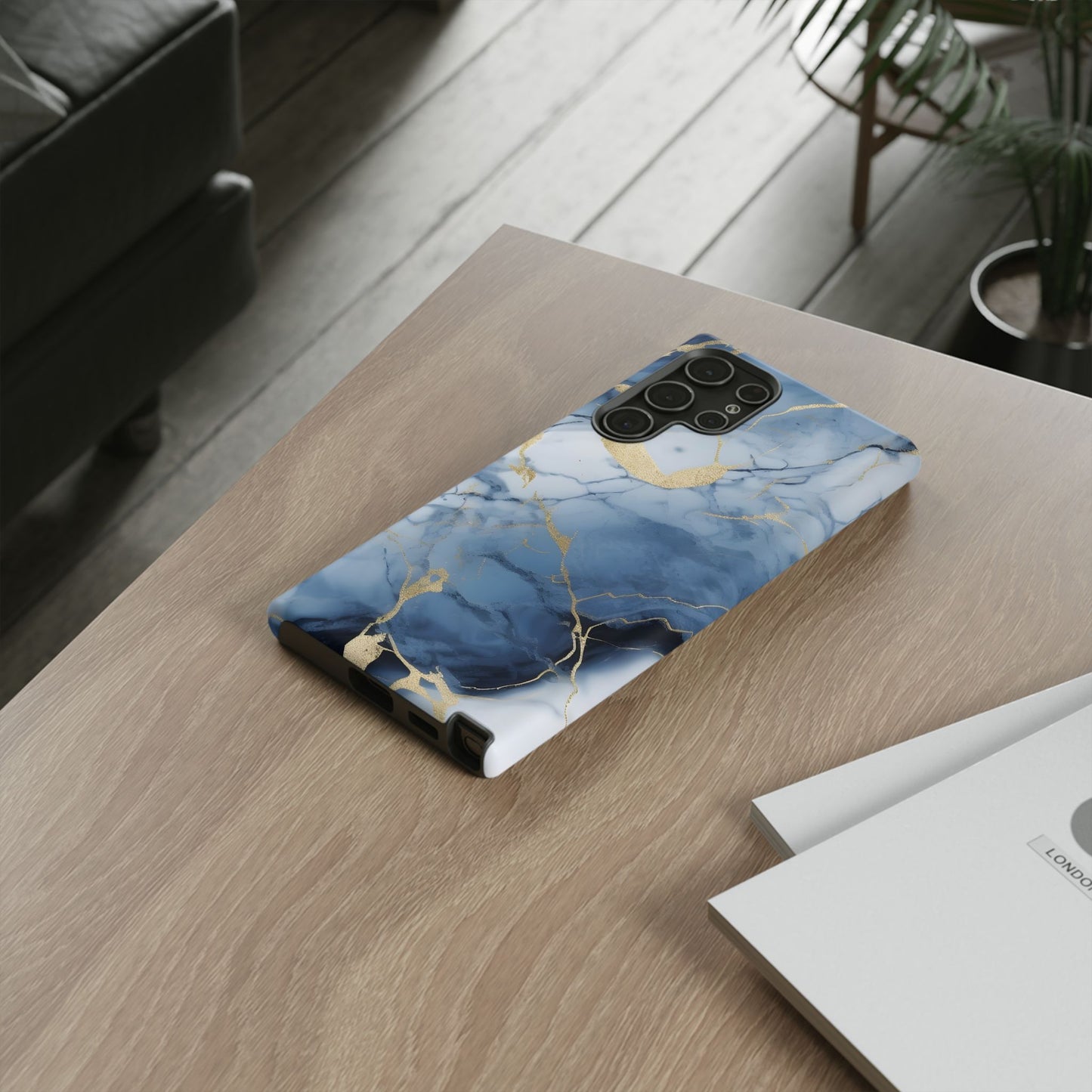 Navy Blue Marble Tough Phone Case
