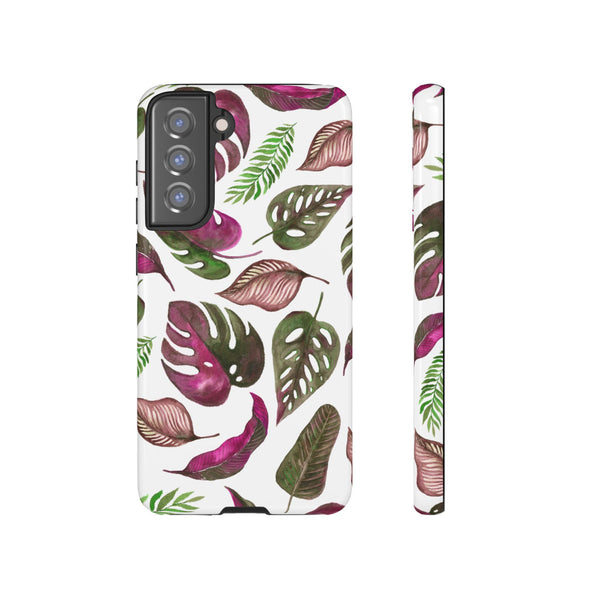 Pink & White Tropical Leaves - Tough Case