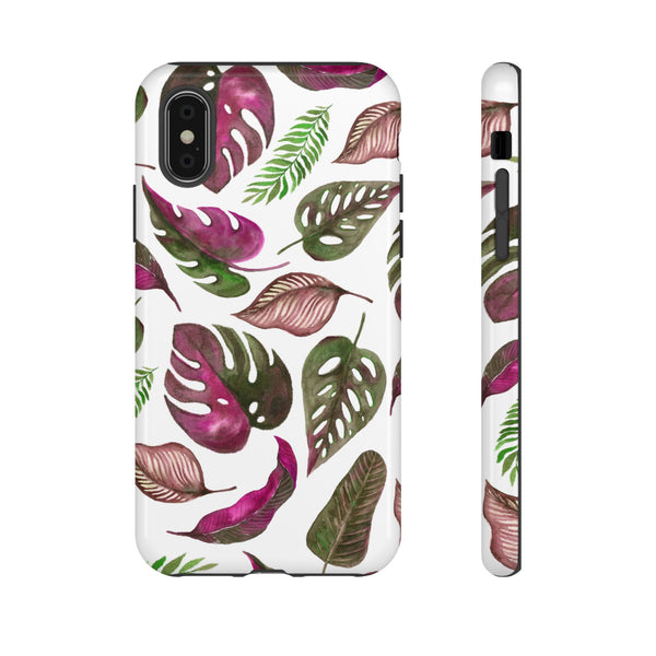 Pink & White Tropical Leaves - Tough Case