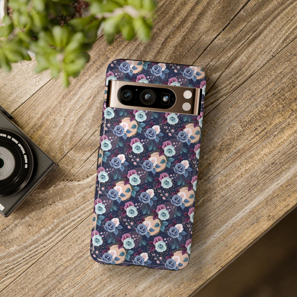 Navy & Pink Florals  - Tough Phone Case