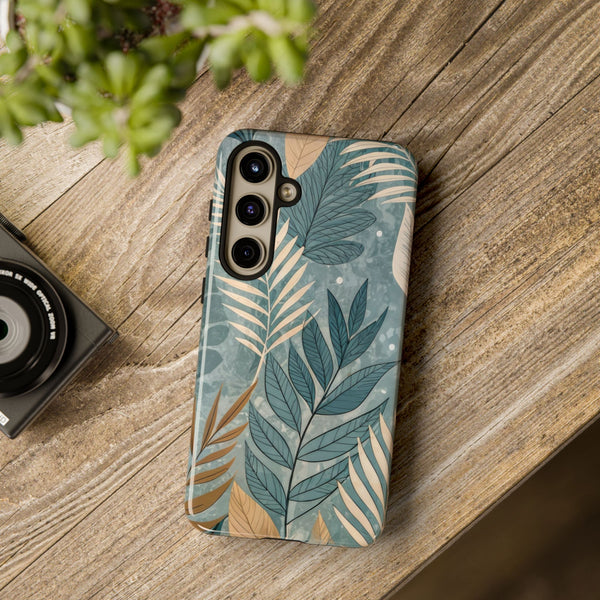 Blue Boho Leaves Tough Case