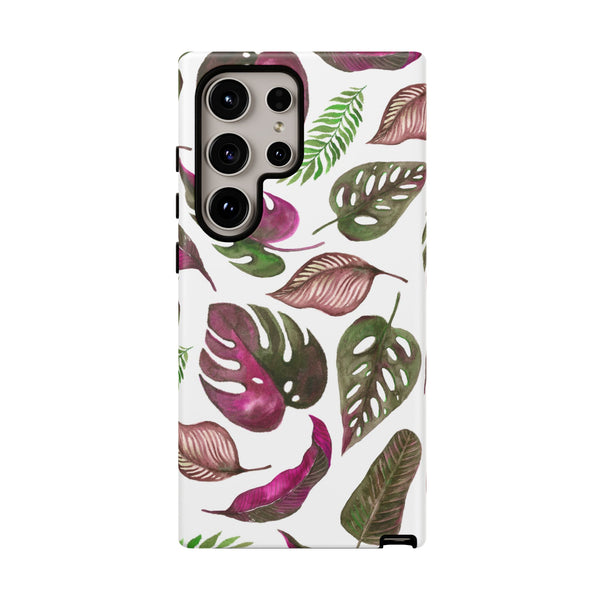 Pink & White Tropical Leaves - Tough Case