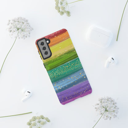 Rainbow Glitter Brush Strokes - Tough Case