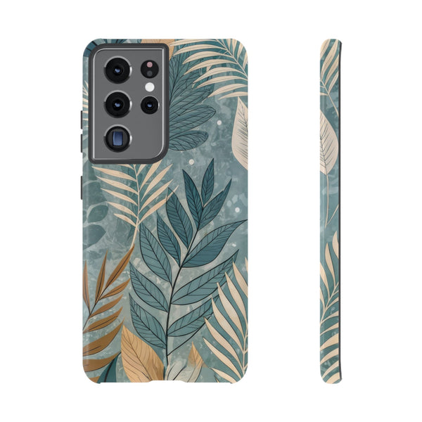 Blue Boho Leaves Tough Case