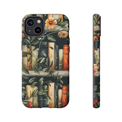 Cozy Bookshelf & Floral Tough Phone Case – Protective & Aesthetic for Book Lovers