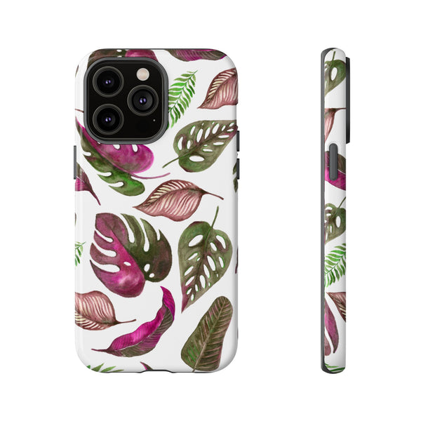 Pink & White Tropical Leaves - Tough Case