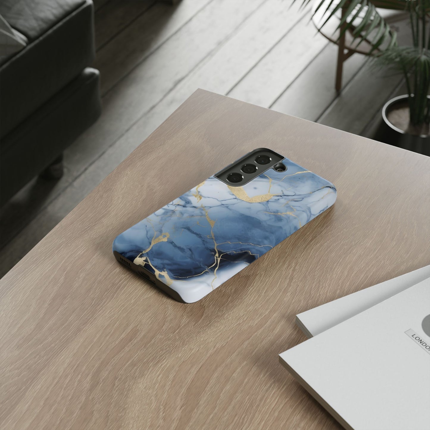 Navy Blue Marble Tough Phone Case