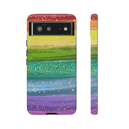 Rainbow Glitter Brush Strokes - Tough Case