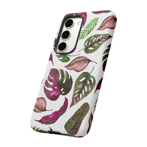 Pink & White Tropical Leaves - Tough Case