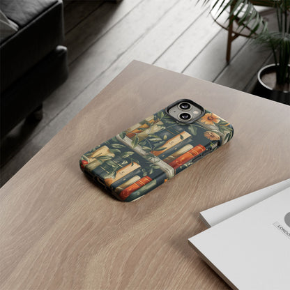 Cozy Bookshelf & Floral Tough Phone Case – Protective & Aesthetic for Book Lovers