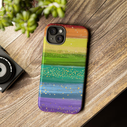 Rainbow Glitter Brush Strokes - Tough Case