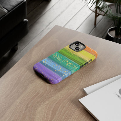 Rainbow Glitter Brush Strokes - Tough Case