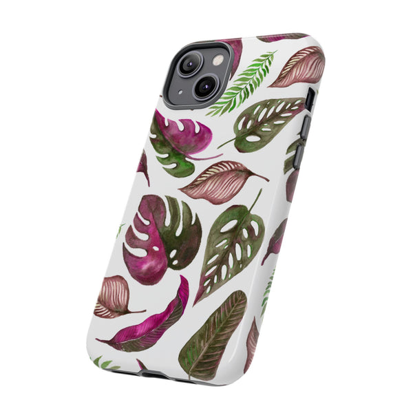 Pink & White Tropical Leaves - Tough Case