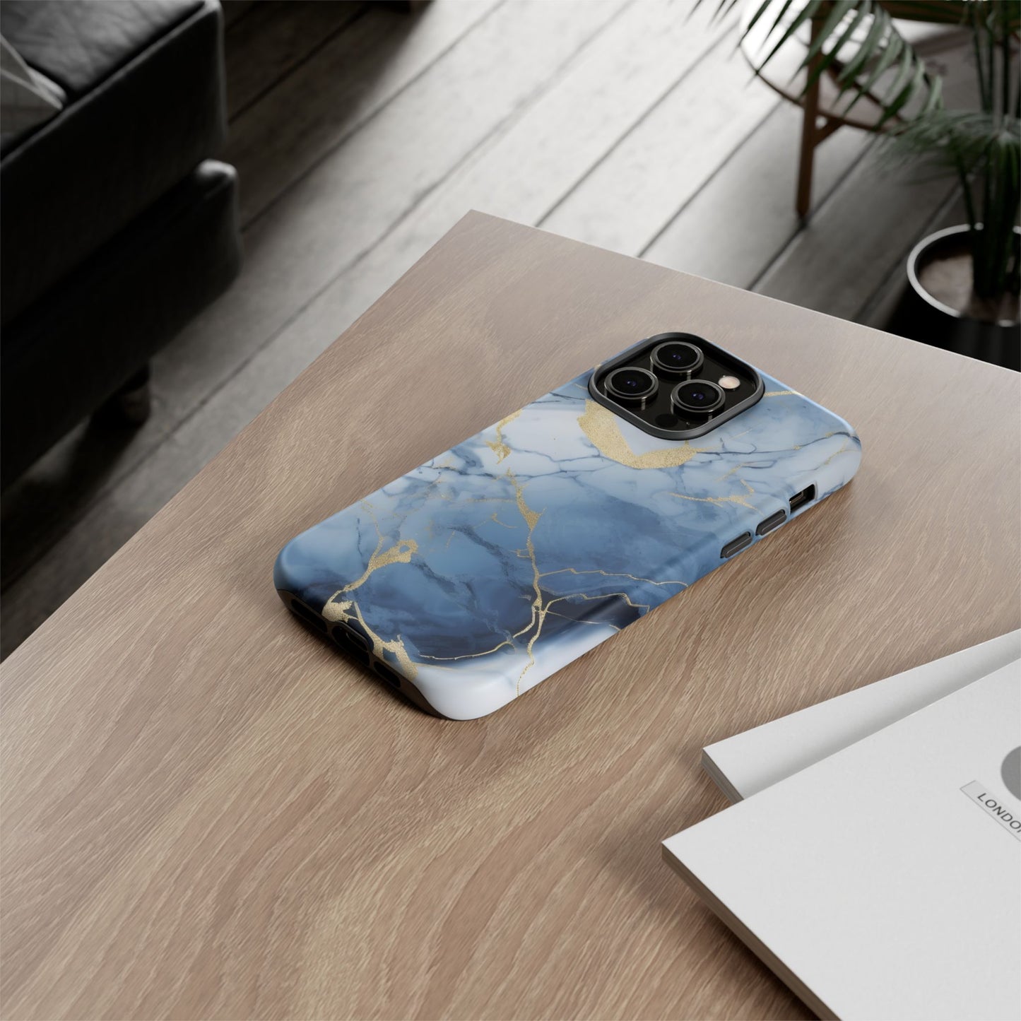 Navy Blue Marble Tough Phone Case
