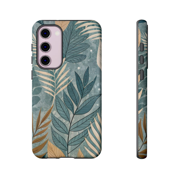 Blue Boho Leaves Tough Case