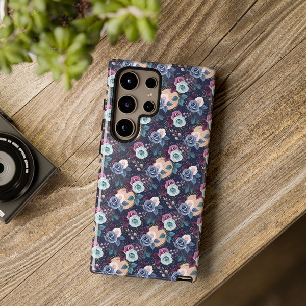 Navy & Pink Florals  - Tough Phone Case