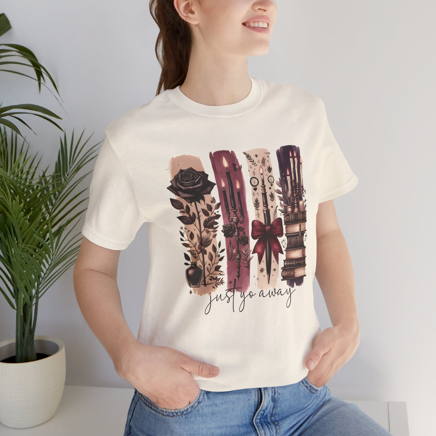 Just Go Away T-Shirt - Dark Fantasy Book Lover Tee | Bookish Introvert Aesthetic Shirt