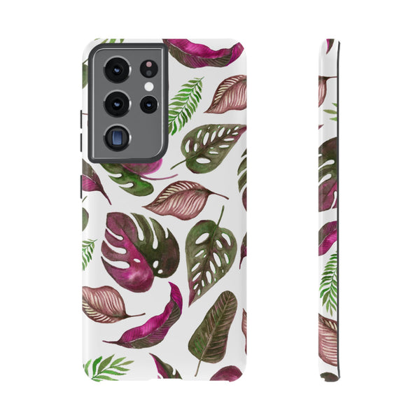 Pink & White Tropical Leaves - Tough Case