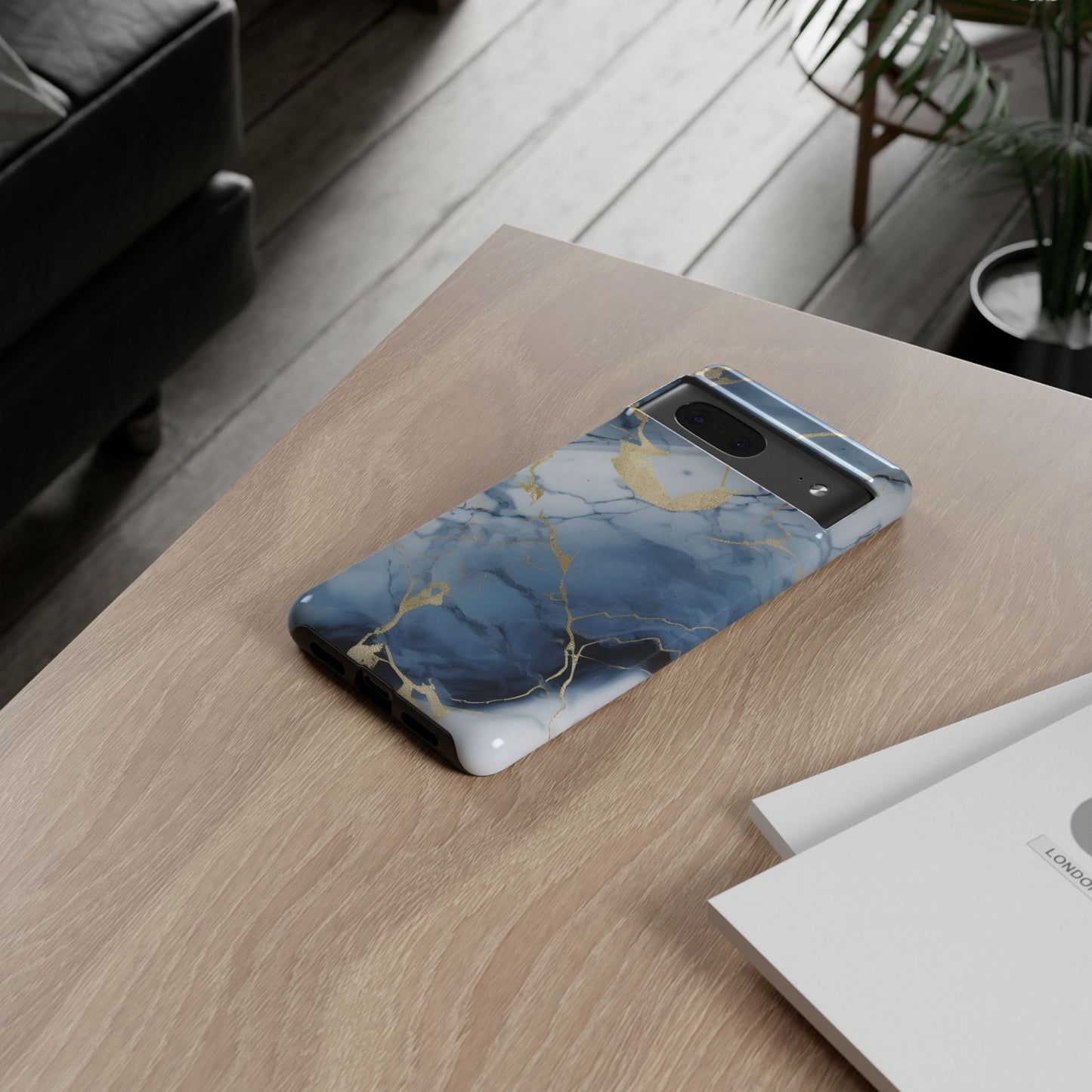 Navy Blue Marble Tough Phone Case