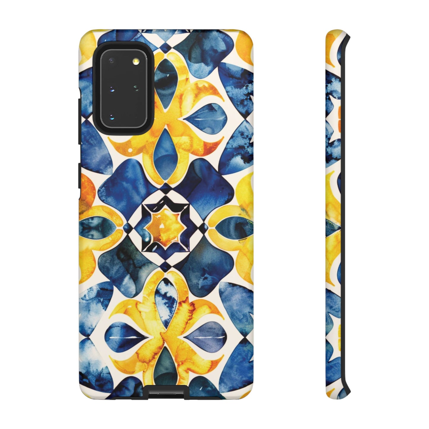 Kaleidoscope Art Phone Case - Bold Blue & Gold Geometric Design | Statement Maker Tough Case