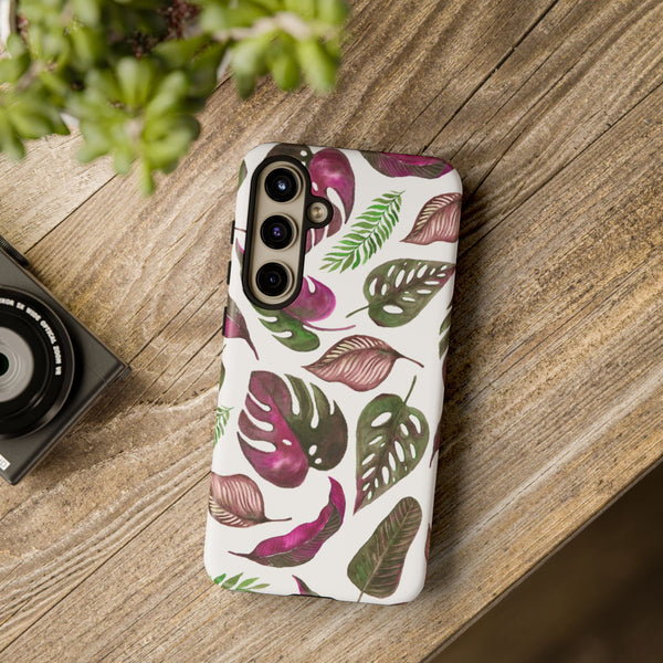 Pink & White Tropical Leaves - Tough Case