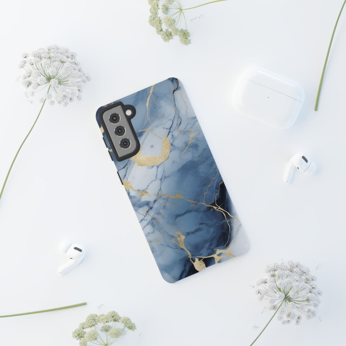 Navy Blue Marble Tough Phone Case