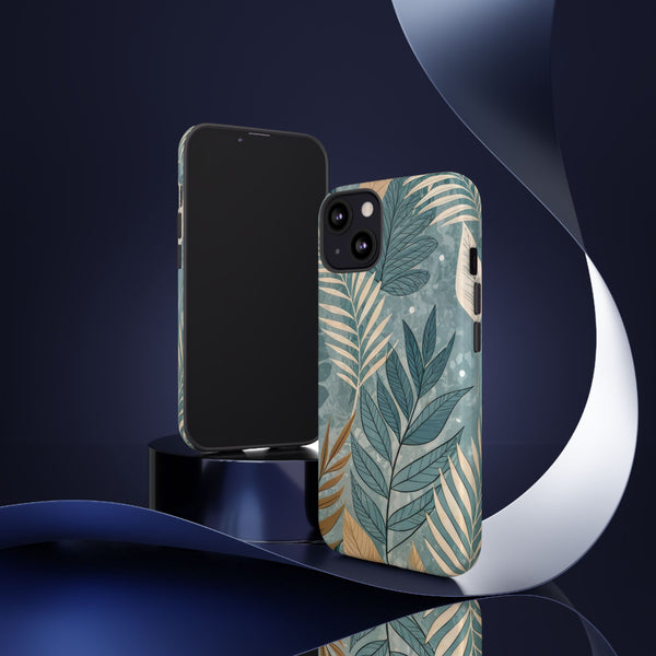 Blue Boho Leaves Tough Case