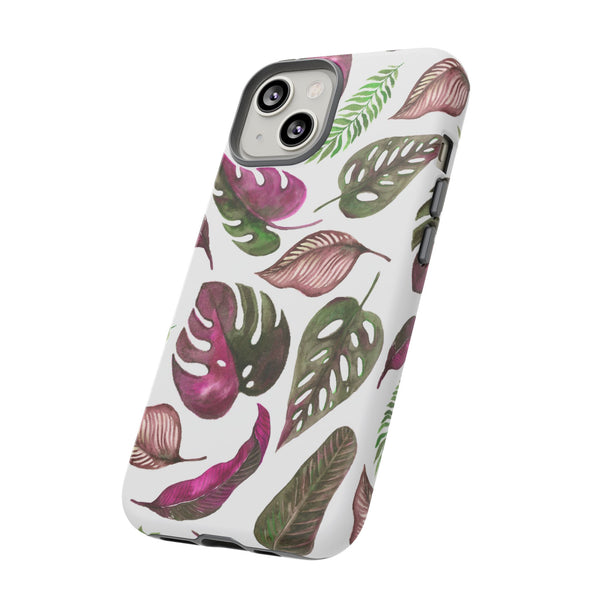 Pink & White Tropical Leaves - Tough Case