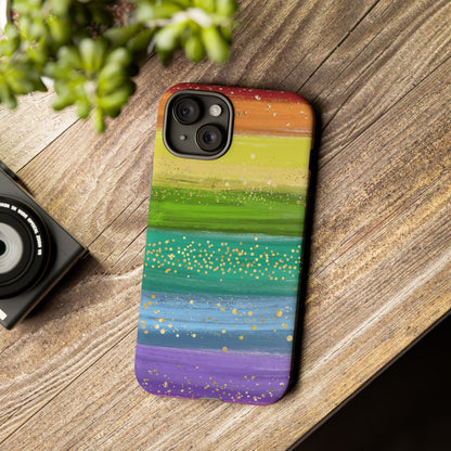 Rainbow Glitter Brush Strokes - Tough Case