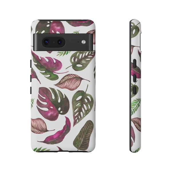 Pink & White Tropical Leaves - Tough Case