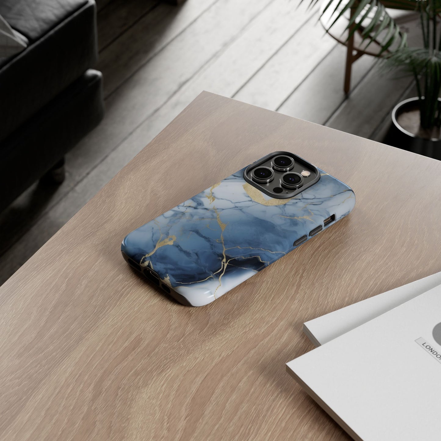 Navy Blue Marble Tough Phone Case
