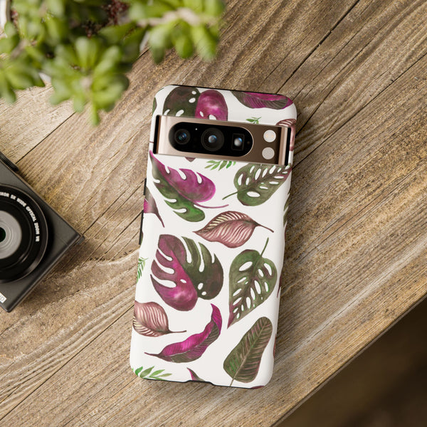 Pink & White Tropical Leaves - Tough Case