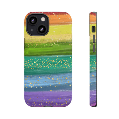 Rainbow Glitter Brush Strokes - Tough Case