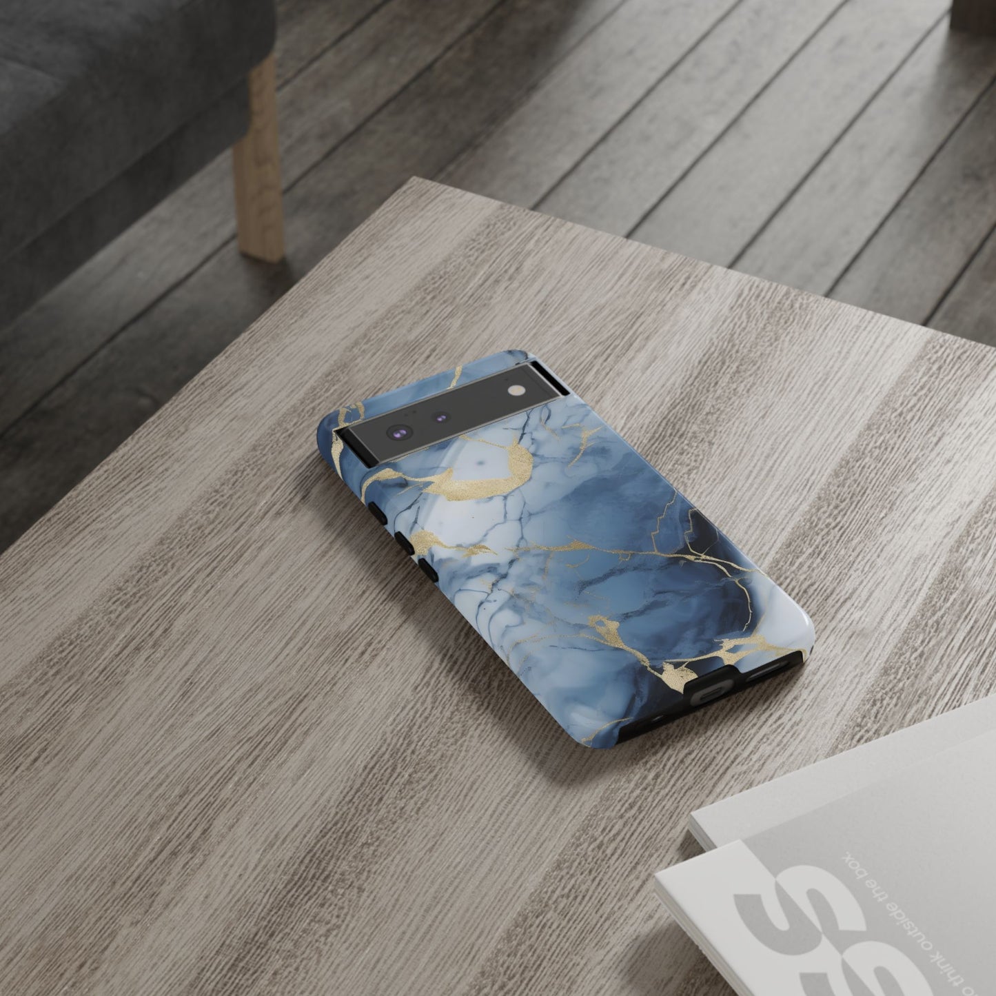 Navy Blue Marble Tough Phone Case