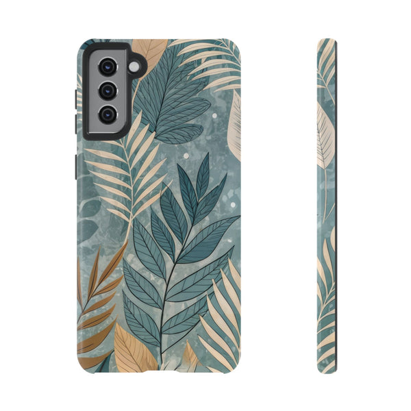 Blue Boho Leaves Tough Case